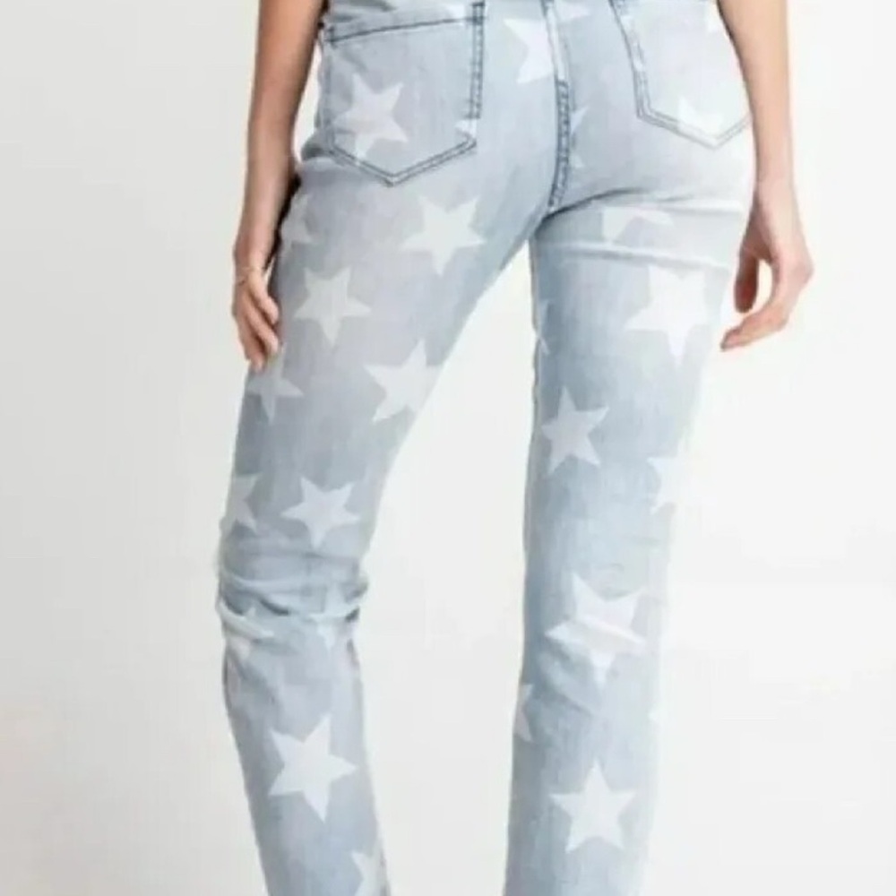 Easel Sky Blue Star Pattern Skinny Jeans - Picture 2 of 11